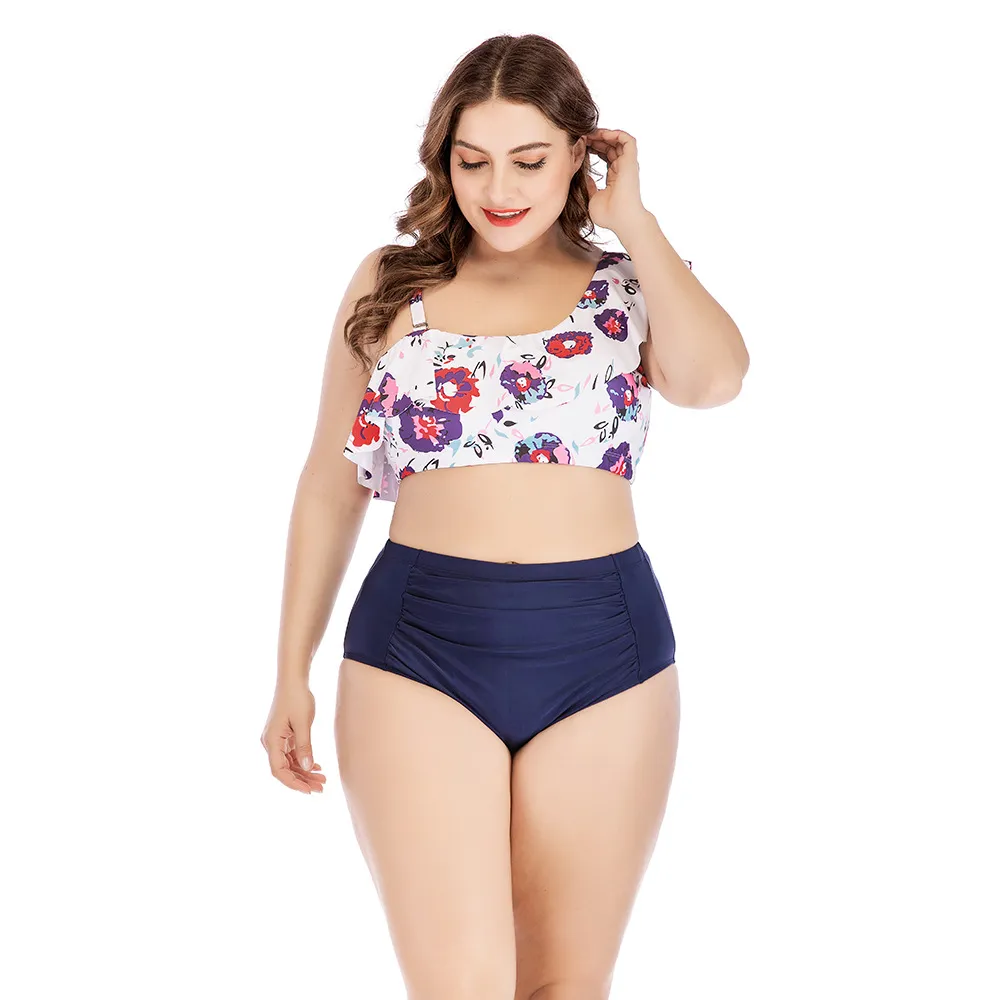 Split shoulder swimsuit - Floral