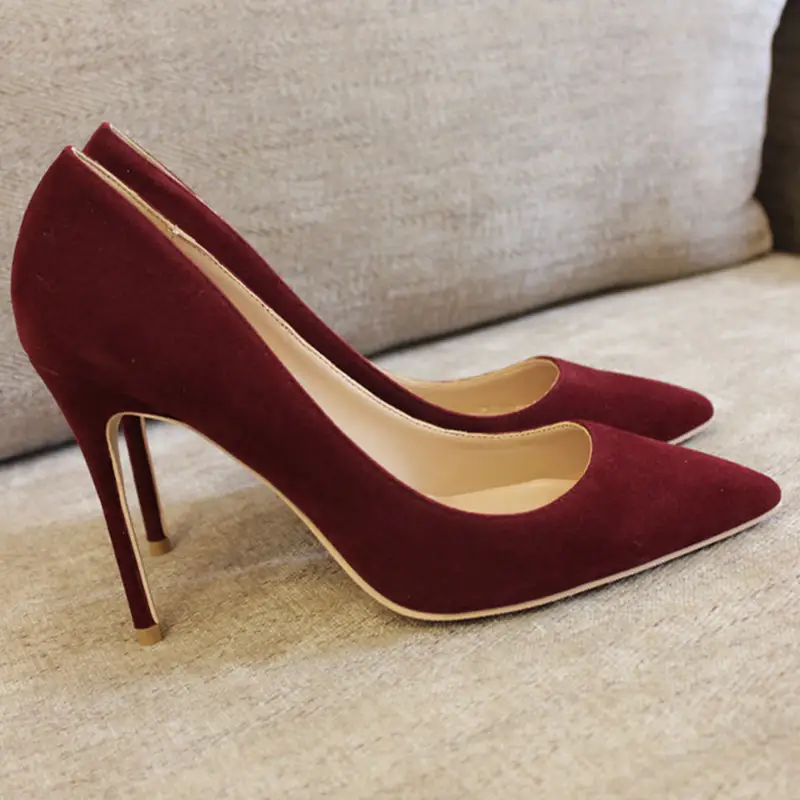Suede nubuck suede pointed high-heeled shoes