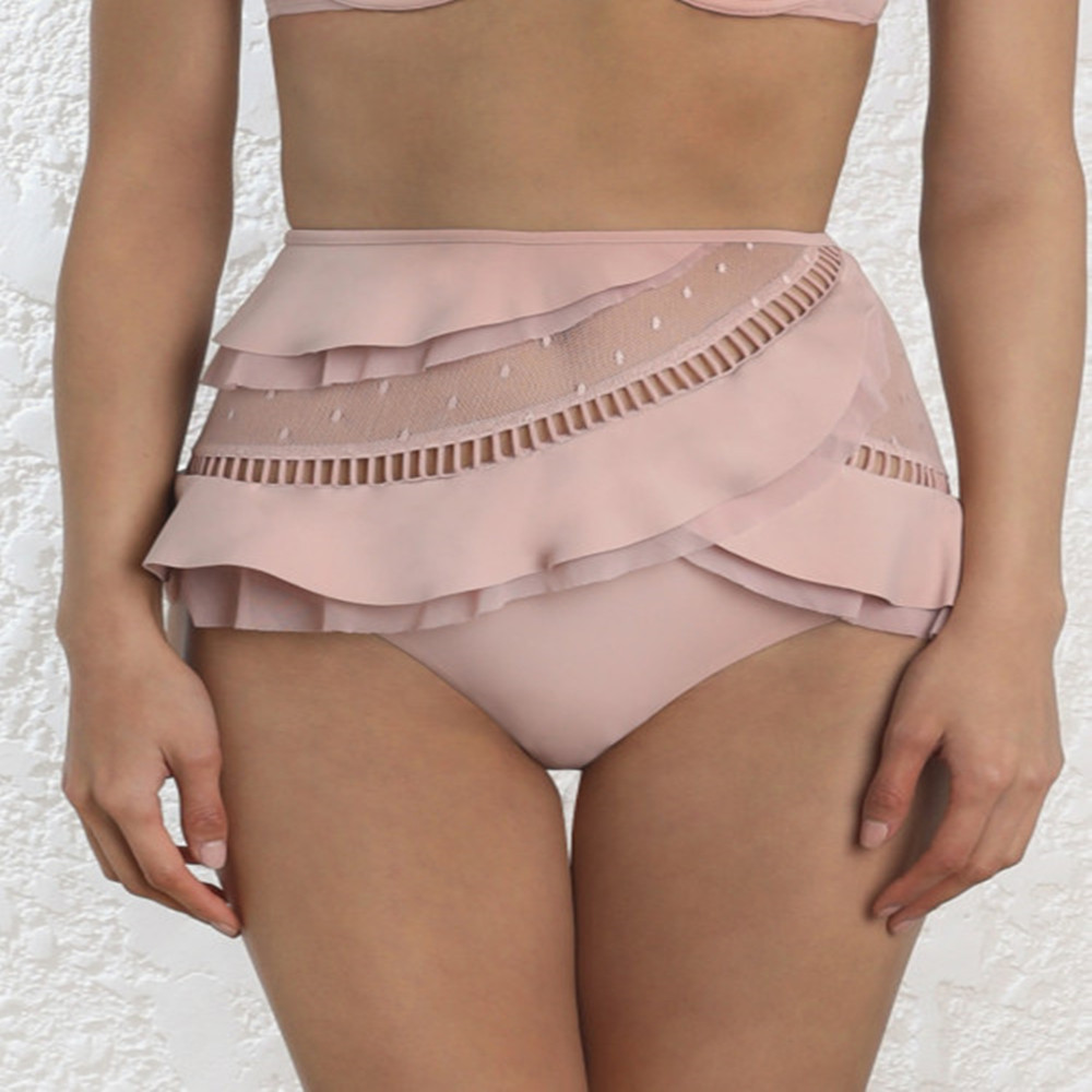 Gathered lace mesh bikini