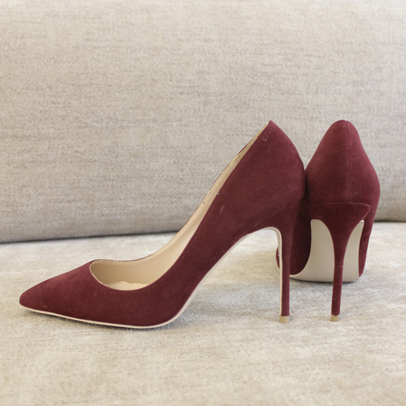Suede nubuck suede pointed high-heeled shoes