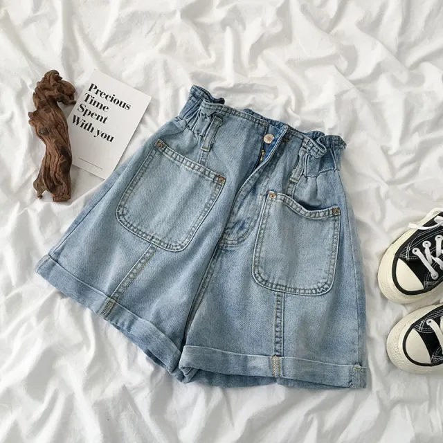 All match elastic waist shorts Blue - Shop at LoveMi