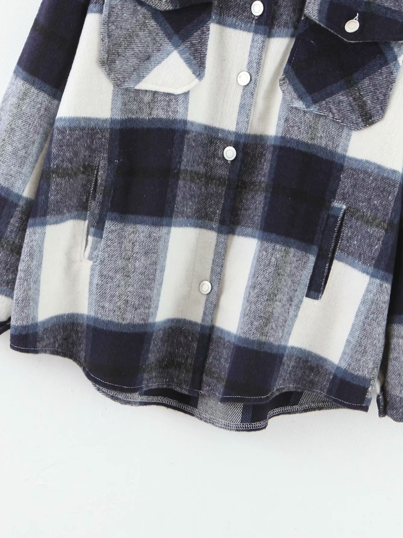 Women's checked woolen coat