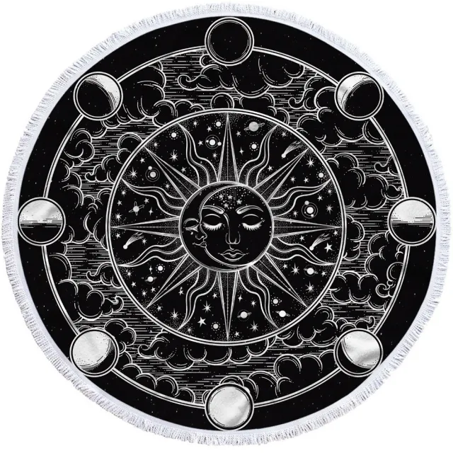Round printed beach towel bath towel Black - Shop at LoveMi