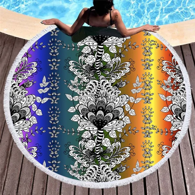 Circular macharo beach towel microfiber digital printing beach towel 4 Style 150Cm - Shop at LoveMi