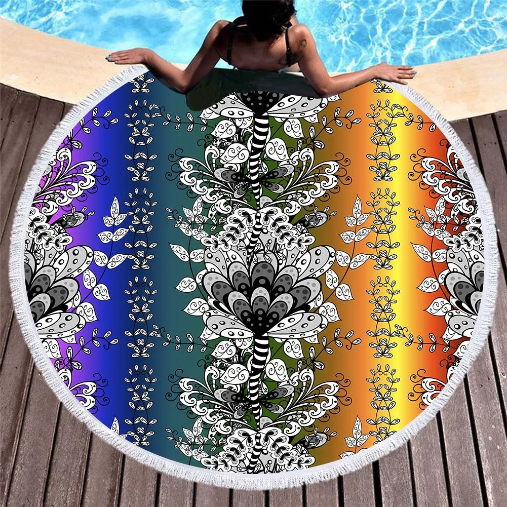 Circular macharo beach towel microfiber digital printing beach towel - 4 Style-150Cm