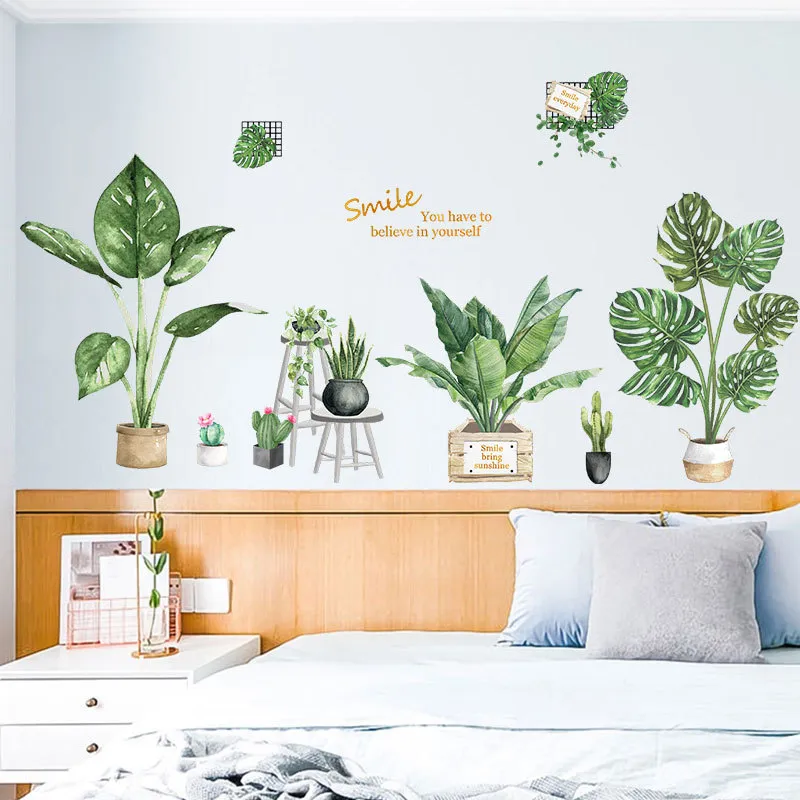 Plant self-adhesive background decoration - Green