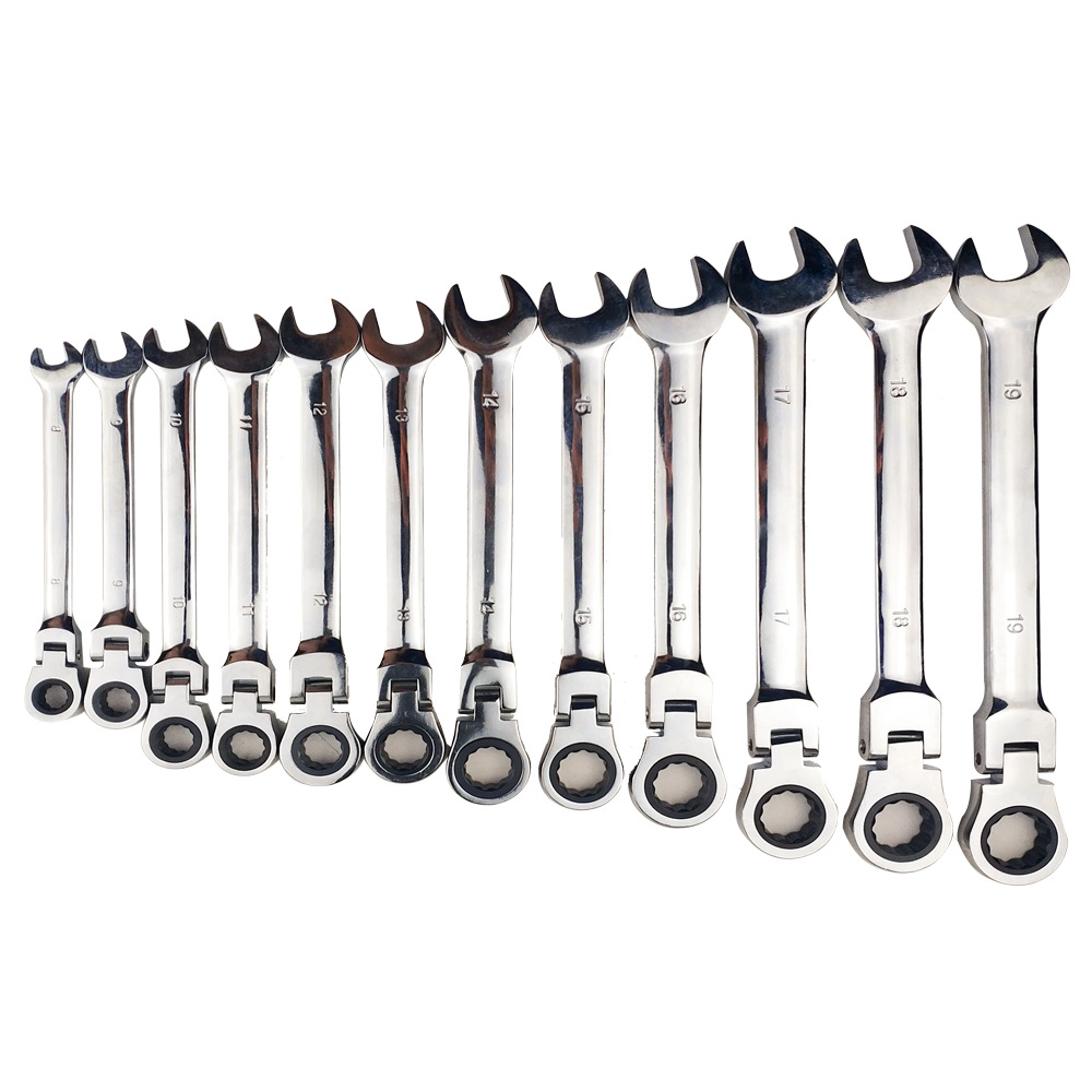 12PC movable head fixed head ratchet wrench
