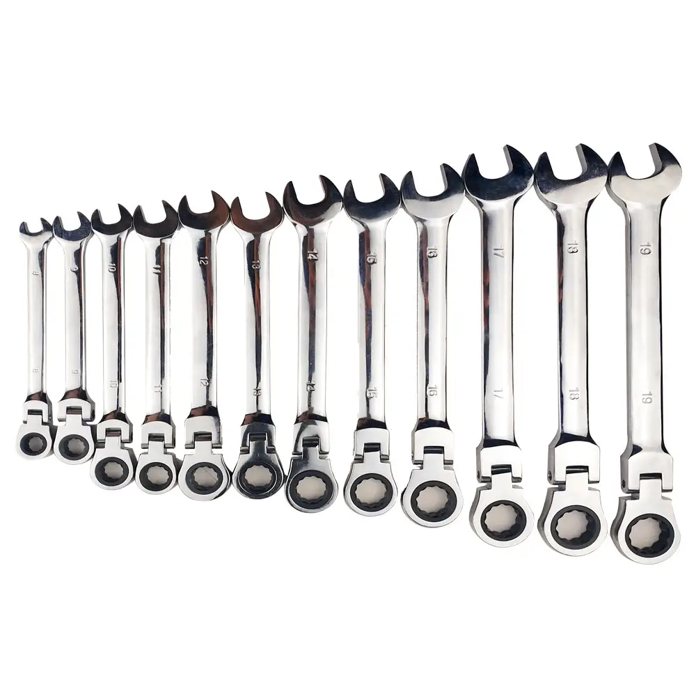 12PC movable head fixed head ratchet wrench