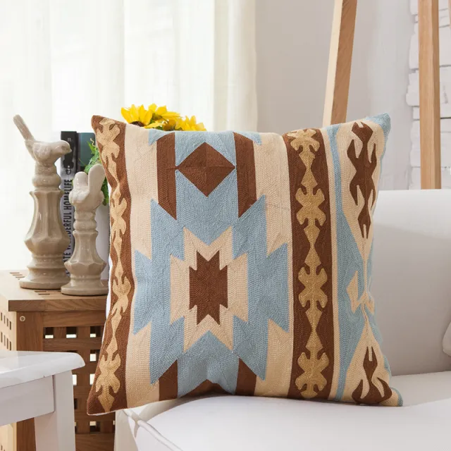 Sofa embroidered pillow cover Blue Stripe Combination - Shop at LoveMi