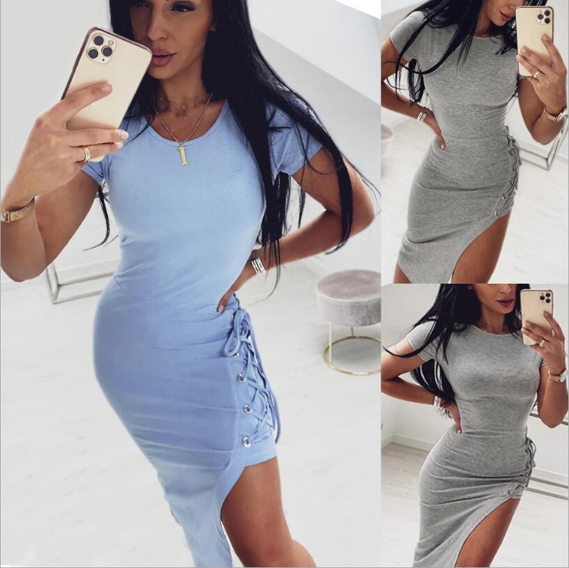 Slim split dress strap dress