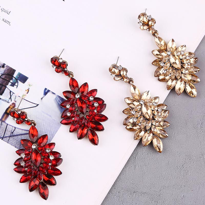 Droplet geometric rhinestone earrings