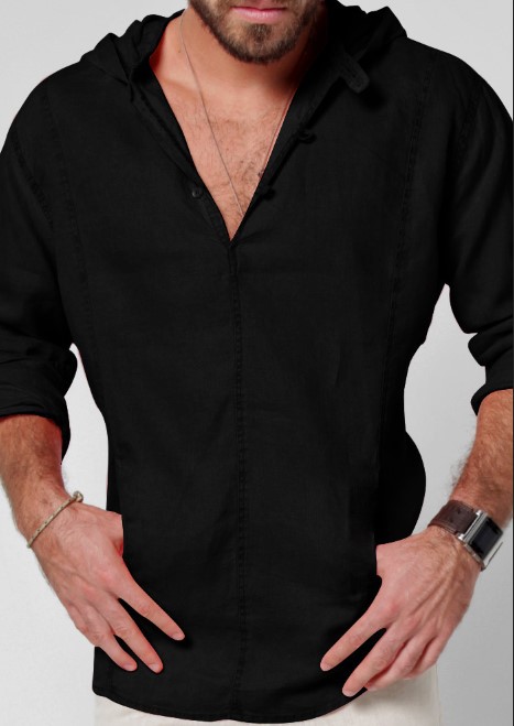 Chinese shirt solid color European and American men's linen