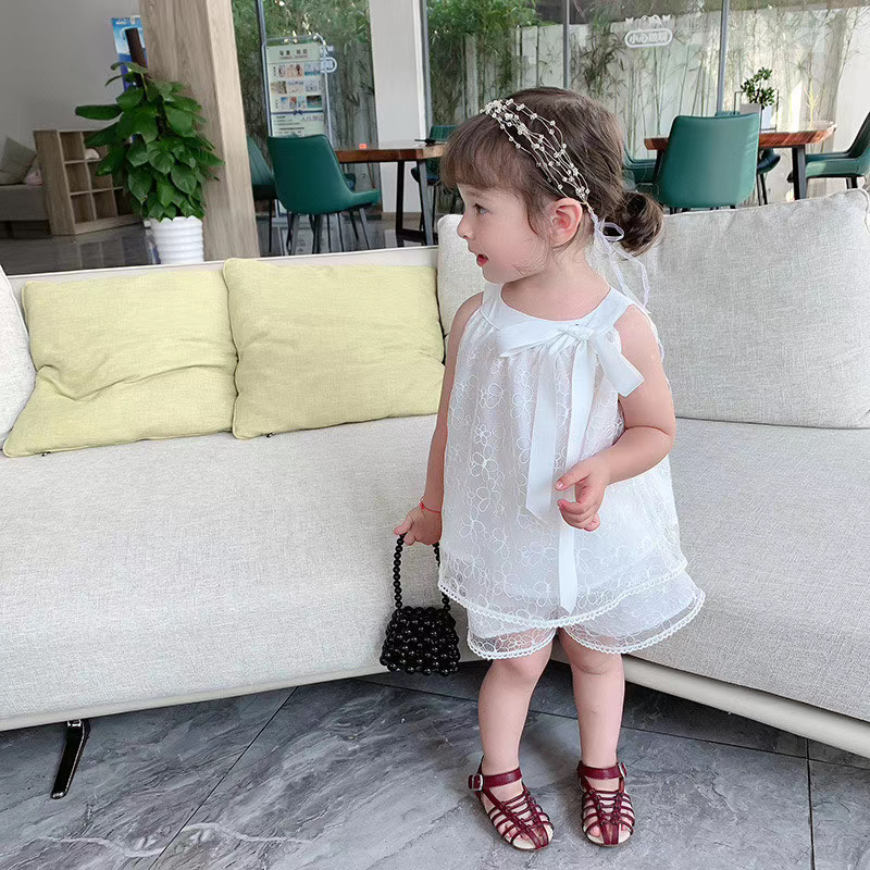 Pure white lace embroidery two-piece set