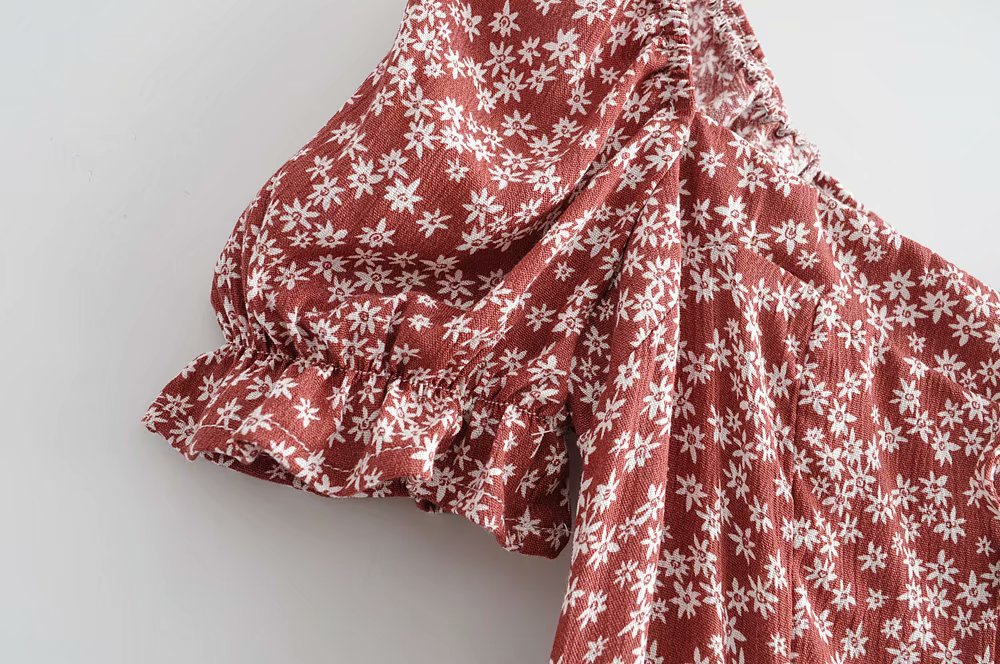 Printed waist split dress