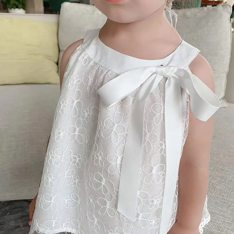 Pure white lace embroidery two-piece set