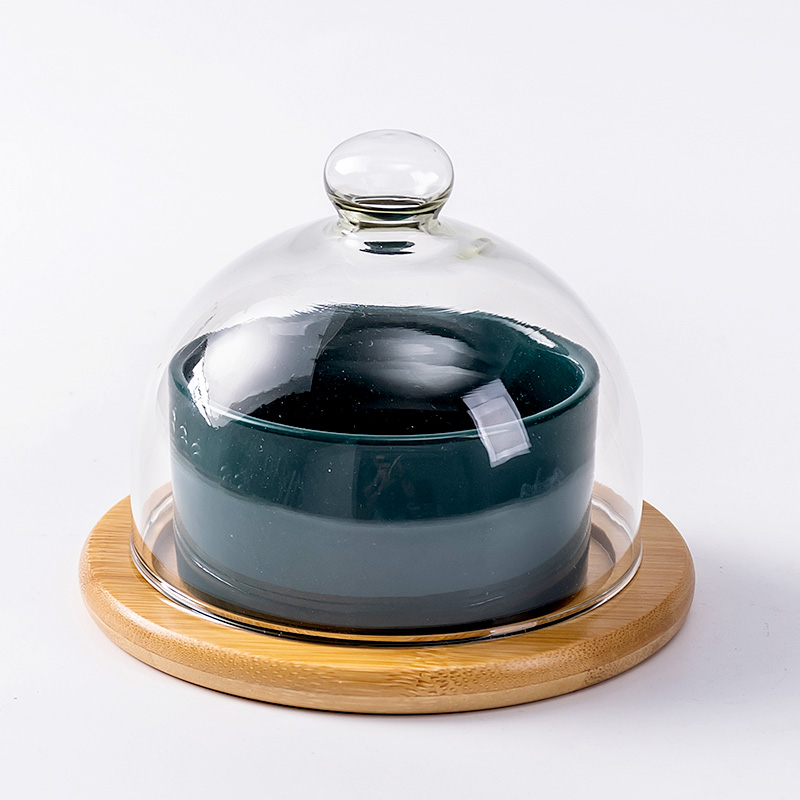 Glass dessert bowl snack cup with lid