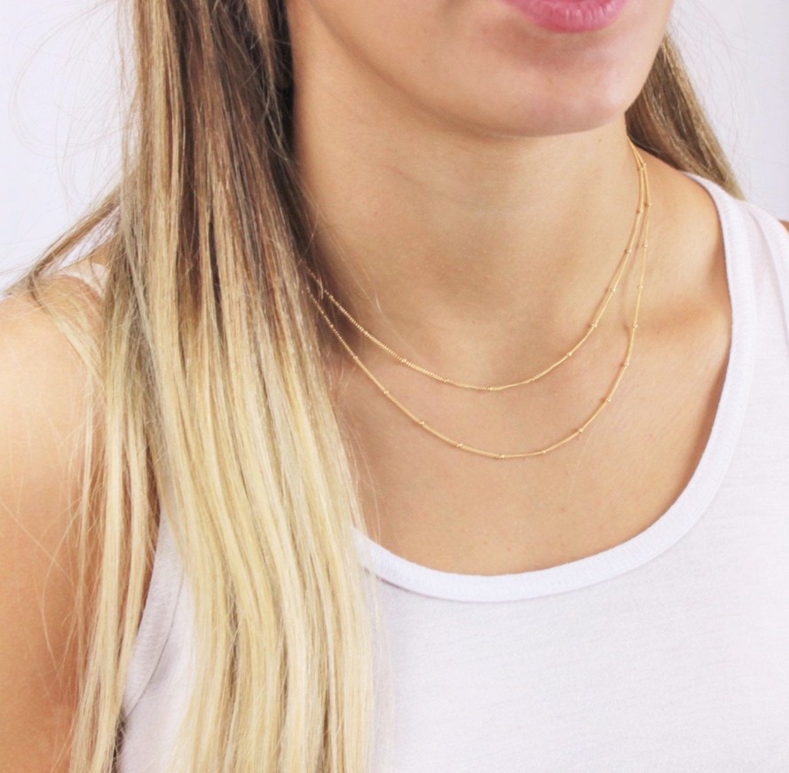 Temperament Double Peas Chain Necklace