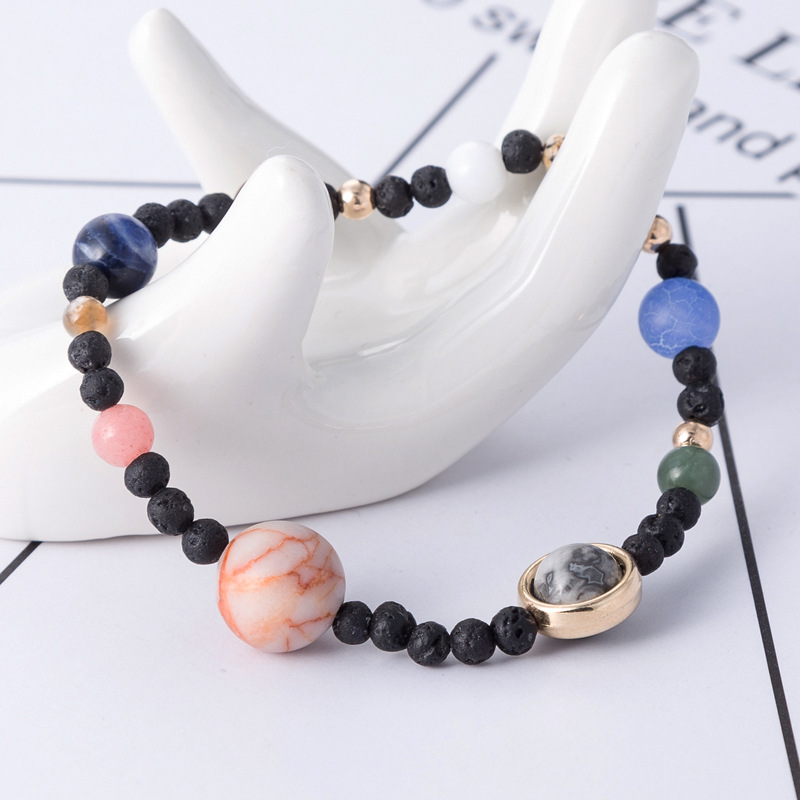 Nine Planetary Planet Bead Bracelet