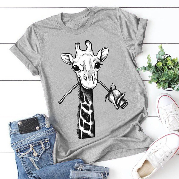 Giraffe printed short-sleeved T-shirt top