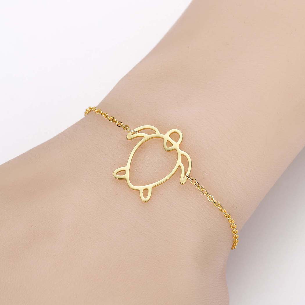 Stainless steel turtle pendant bracelet
