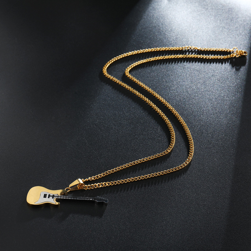 Stainless steel guitar pendant necklace