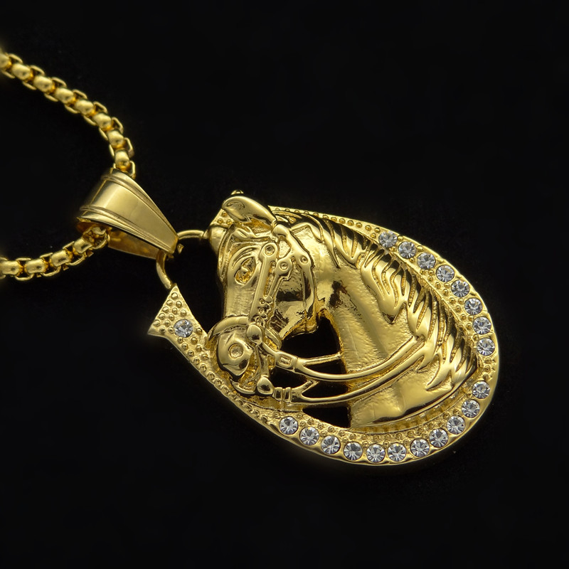 Golden Horsehead Necklace Pendant