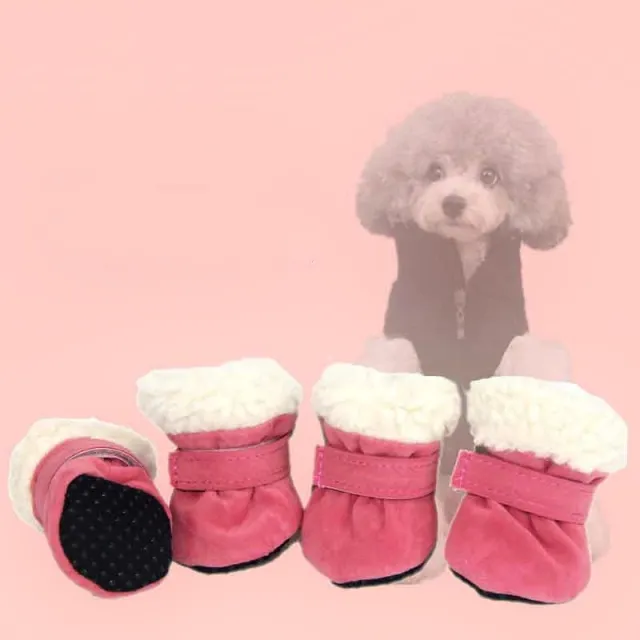 Waterproof Winter Dog Boots Socks Pet Dog Shoes Anti slip Puppy Cat Rain Snow Booties Footwear For Small Dogs Pink - Shop at LoveMi
