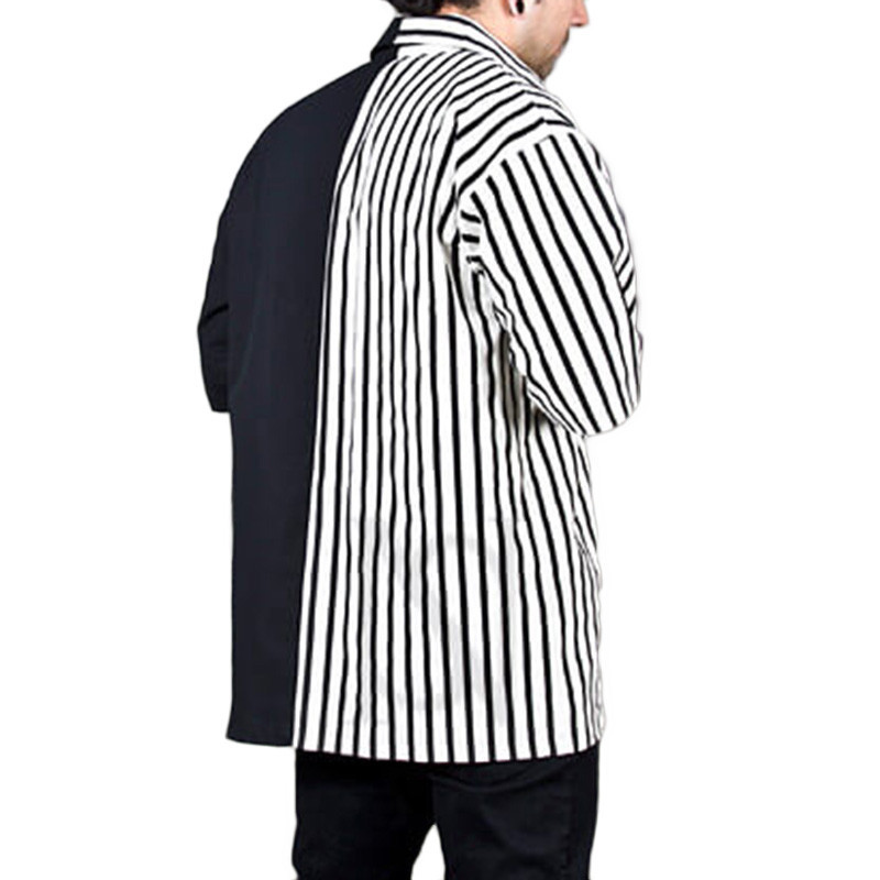 Striped contrast color casual short-sleeved shirt