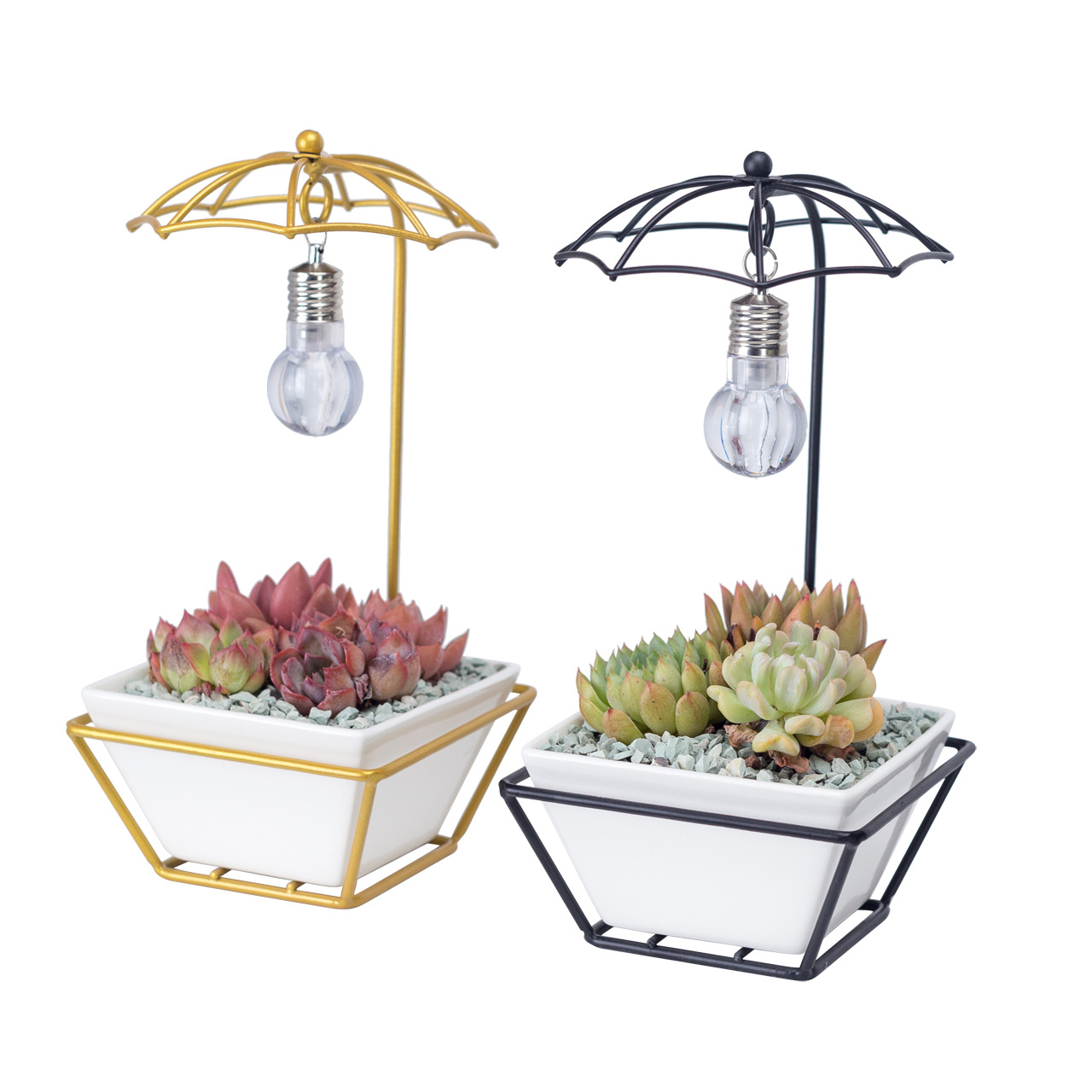 Umbrella-shaped iron flower pot