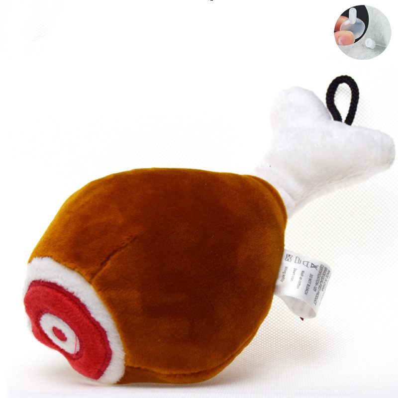 Plush Drumstick Dog Toy Squeaky Chew Toy for Pets