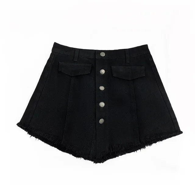 All match A line denim shorts Black - Shop at LoveMi