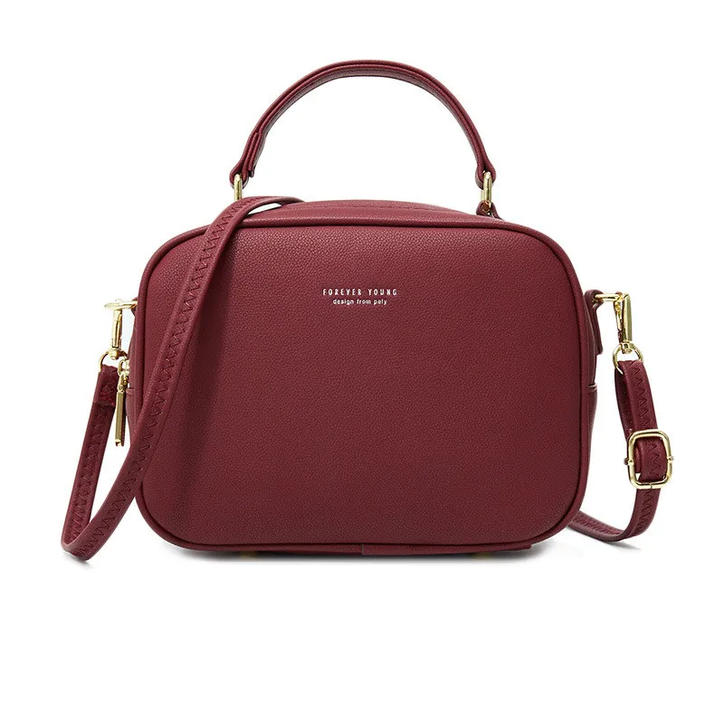 Simple casual pu female bag - Red
