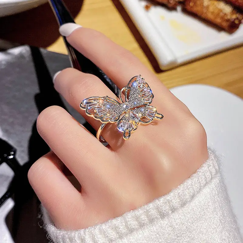 Rhinestone Butterfly Ring