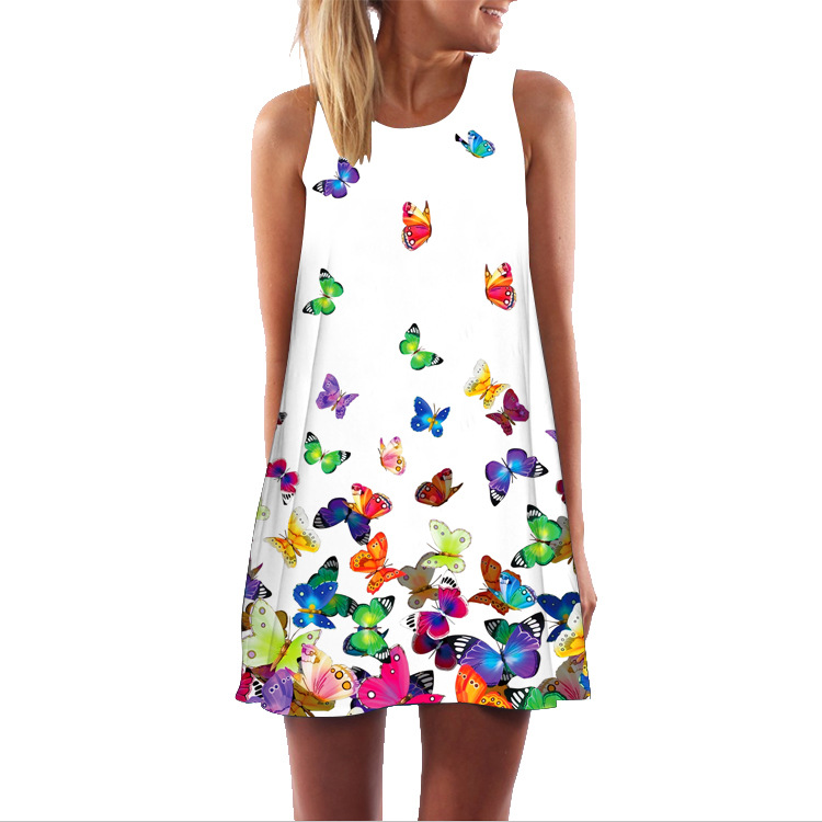 Off-shoulder mid-length vest dress