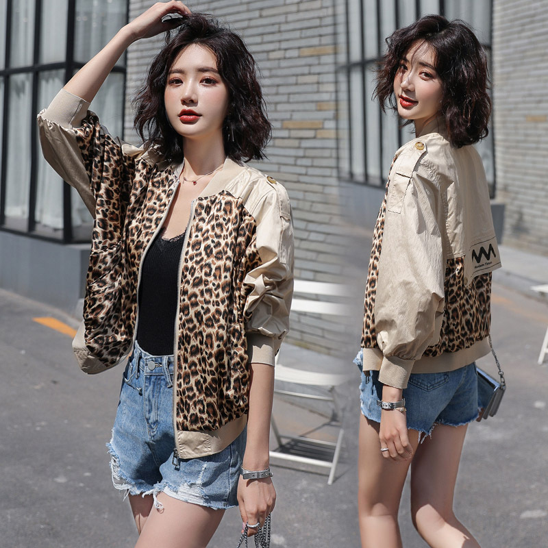 Leopard Print Colorblock Sunscreen Jacket