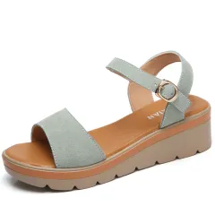 Flat platform platform sandals - Green - View 1