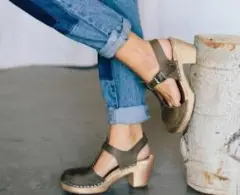 Block heel sandals women's shoes - Green - View 1