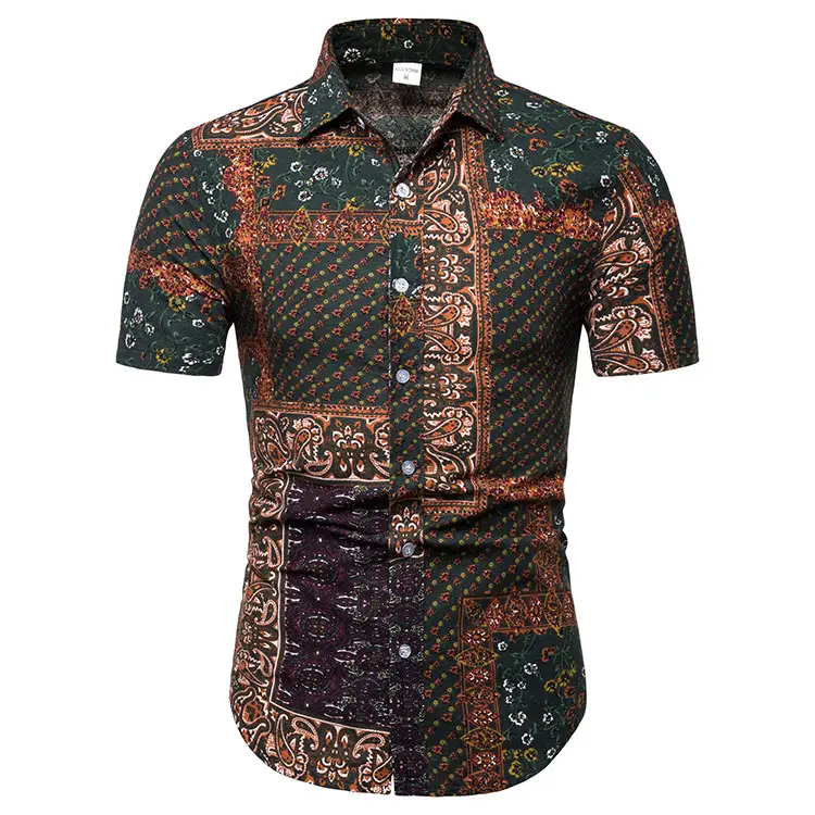 Men's Short Sleeve Button-Down Casual Shirt for Beach and Everyday Wear — TC30, 3XL