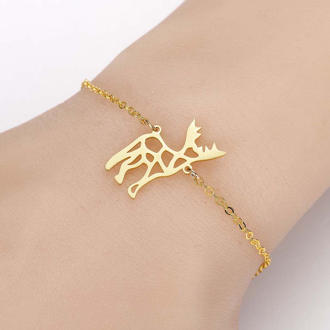Fawn elk hollow origami pendant bracelet