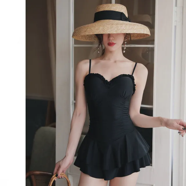 Holiday skirt one piece swimsuit Black - Shop at LoveMi