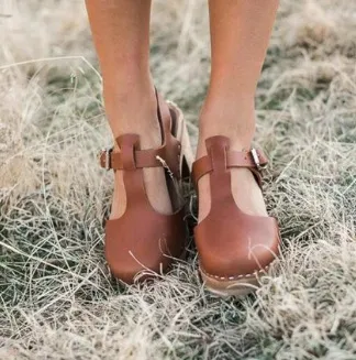 Block heel sandals women's shoes Brown - Shop at LoveMi