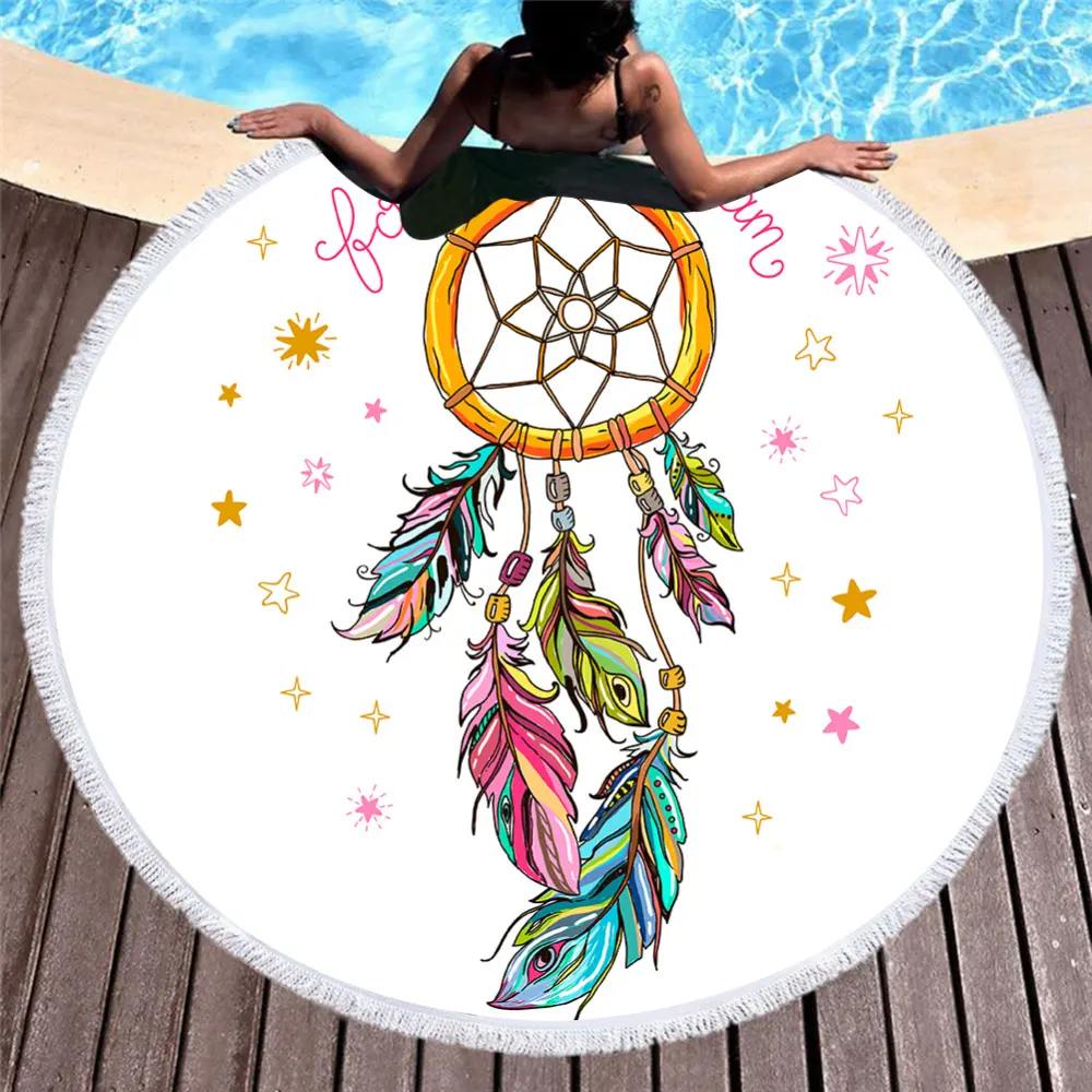 Round Dream Catcher Printed Beach Towel
