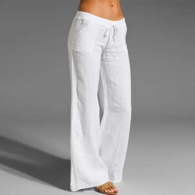 Women's high waist wide leg pants White - Shop at LoveMi