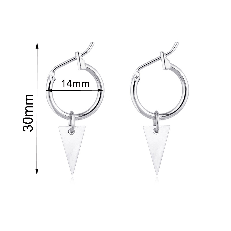 Triangle pendant circle earring ear ring