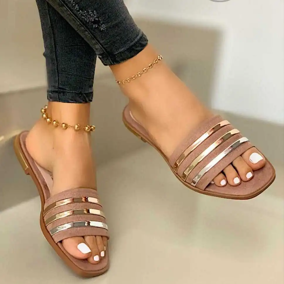 Hollow outdoor slippers women - Khaki