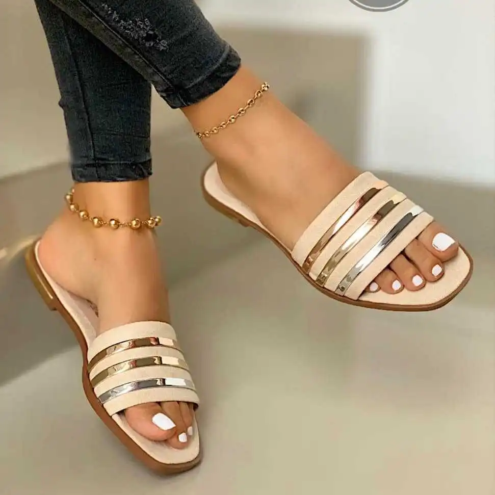 Hollow outdoor slippers women - Apricot