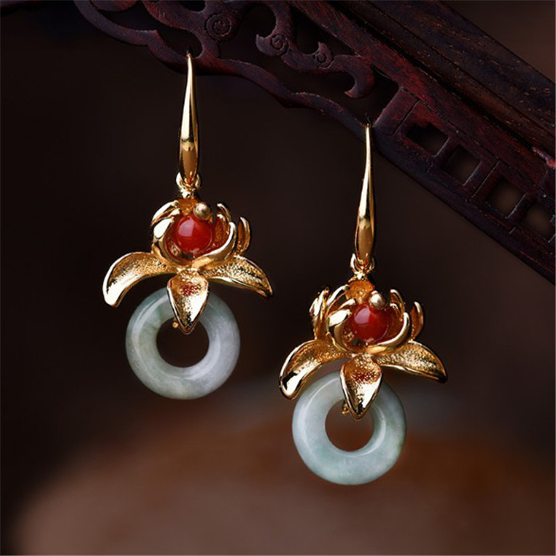 Jade peace buckle earrings