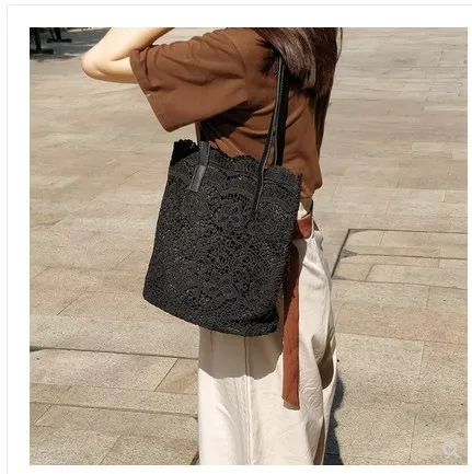 Lace cloth fairy sensation niche design wild bag Black - Shop at LoveMi