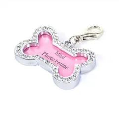 Dog Pendant Pendant with Metal Diamond - Pink - View 1