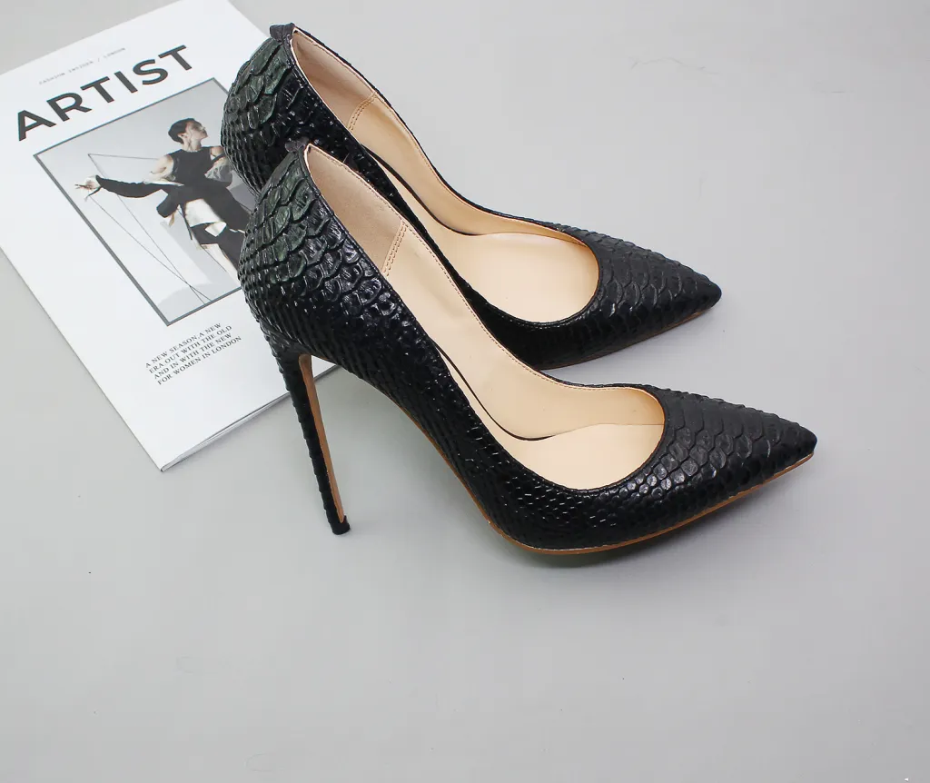 Pointed snake high heels - Blue